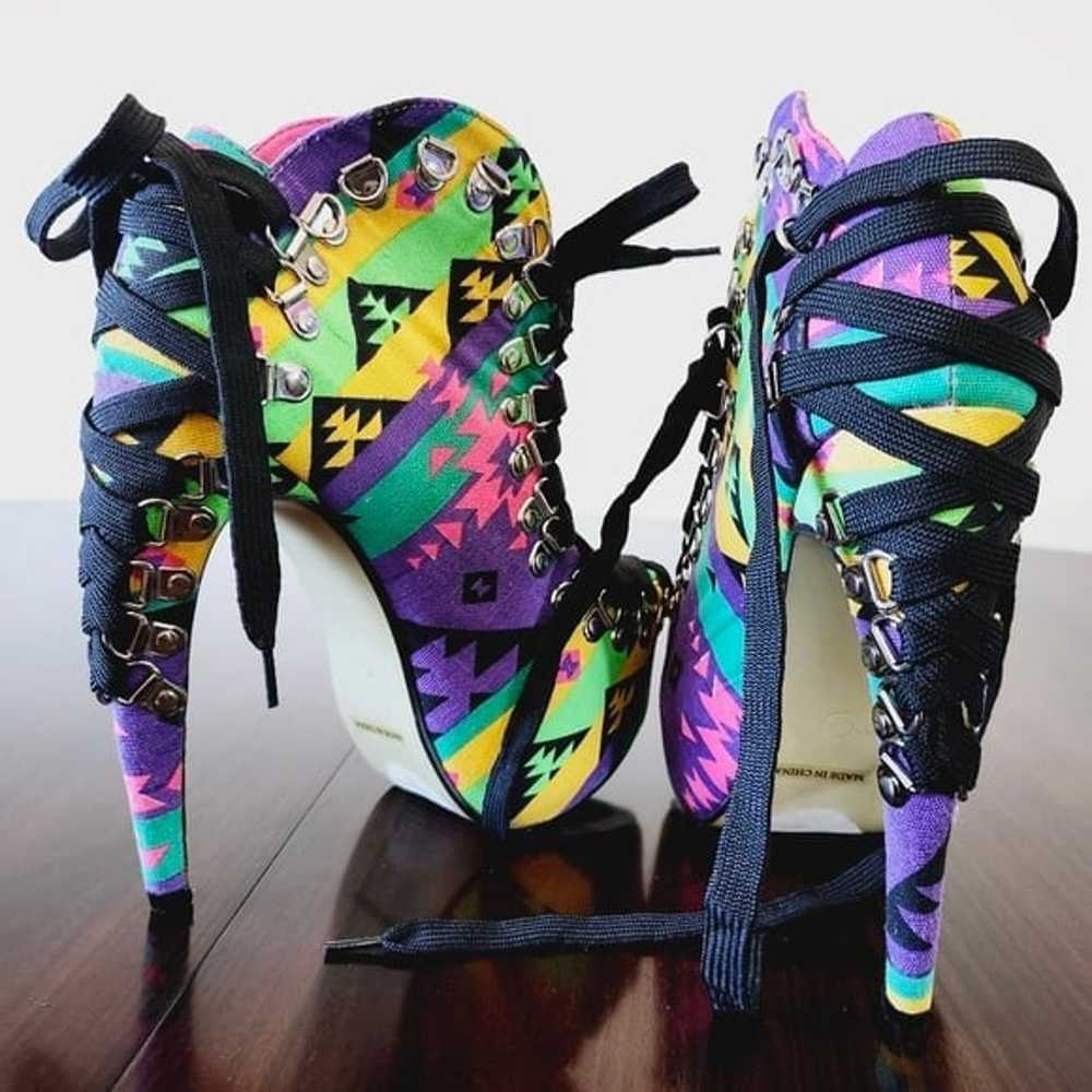 Wild Sexy Aztec Platform High Heel Shoes Retro To… - image 3