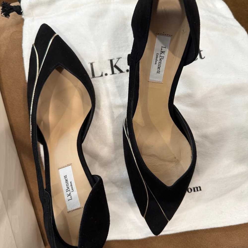 LK Bennett - Loretta Suede Black Soft Gold Pumps - image 5