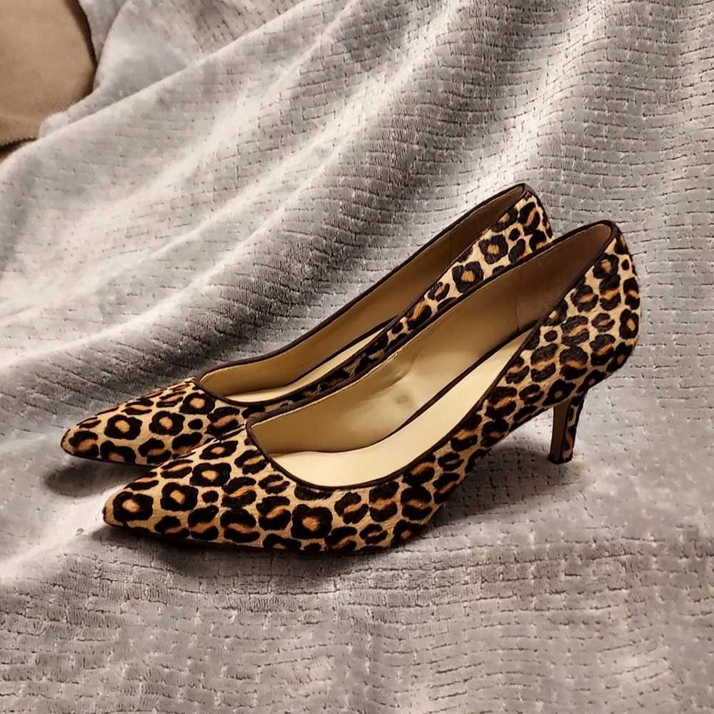 Ann Taylor Reece Leopard Print Calfhair Heels 7.5… - image 3