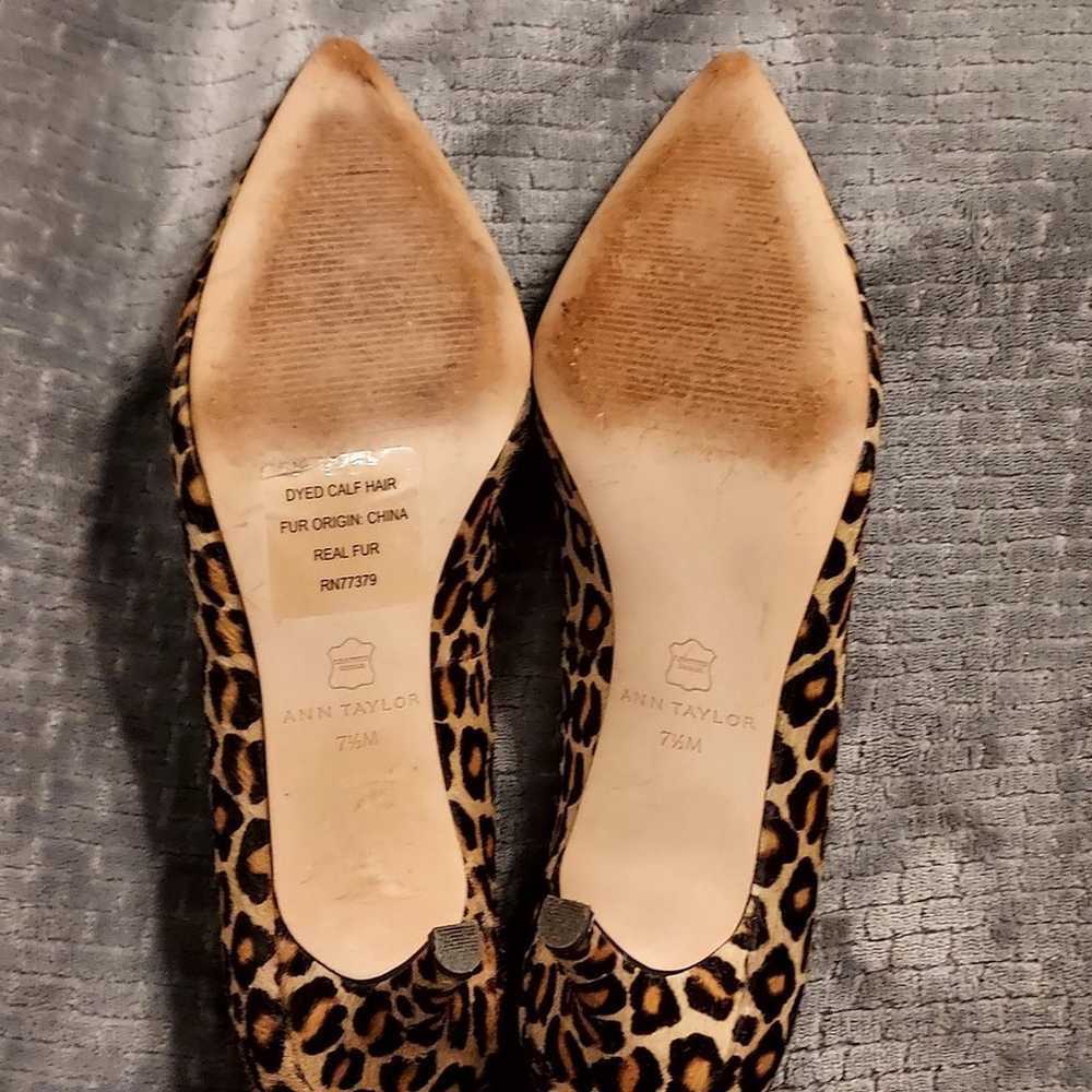 Ann Taylor Reece Leopard Print Calfhair Heels 7.5… - image 7