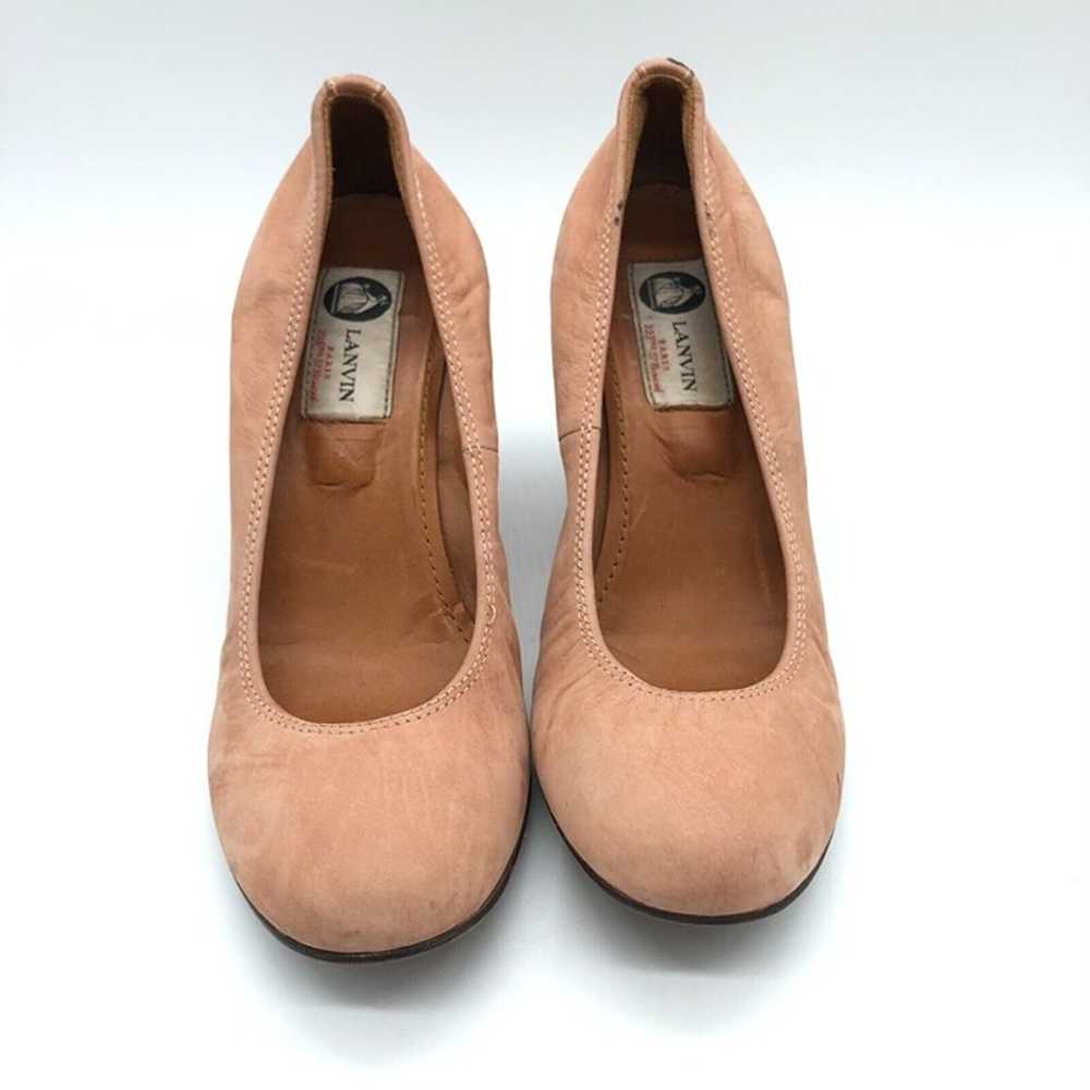 Lanvin Wedge Heels Pumps Slip On Leather Beige Si… - image 2