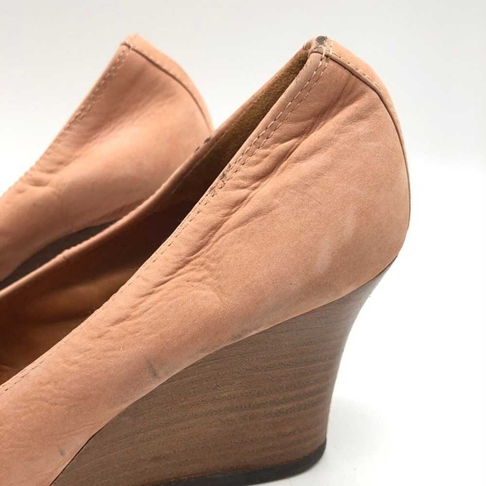 Lanvin Wedge Heels Pumps Slip On Leather Beige Si… - image 5