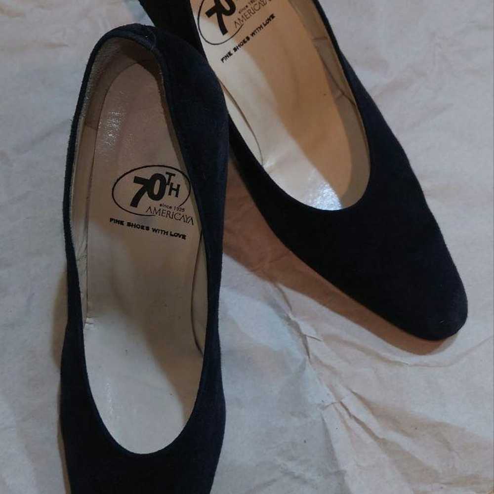 70th Anniversary Black Suede Pumps with 8cm Heel - image 3