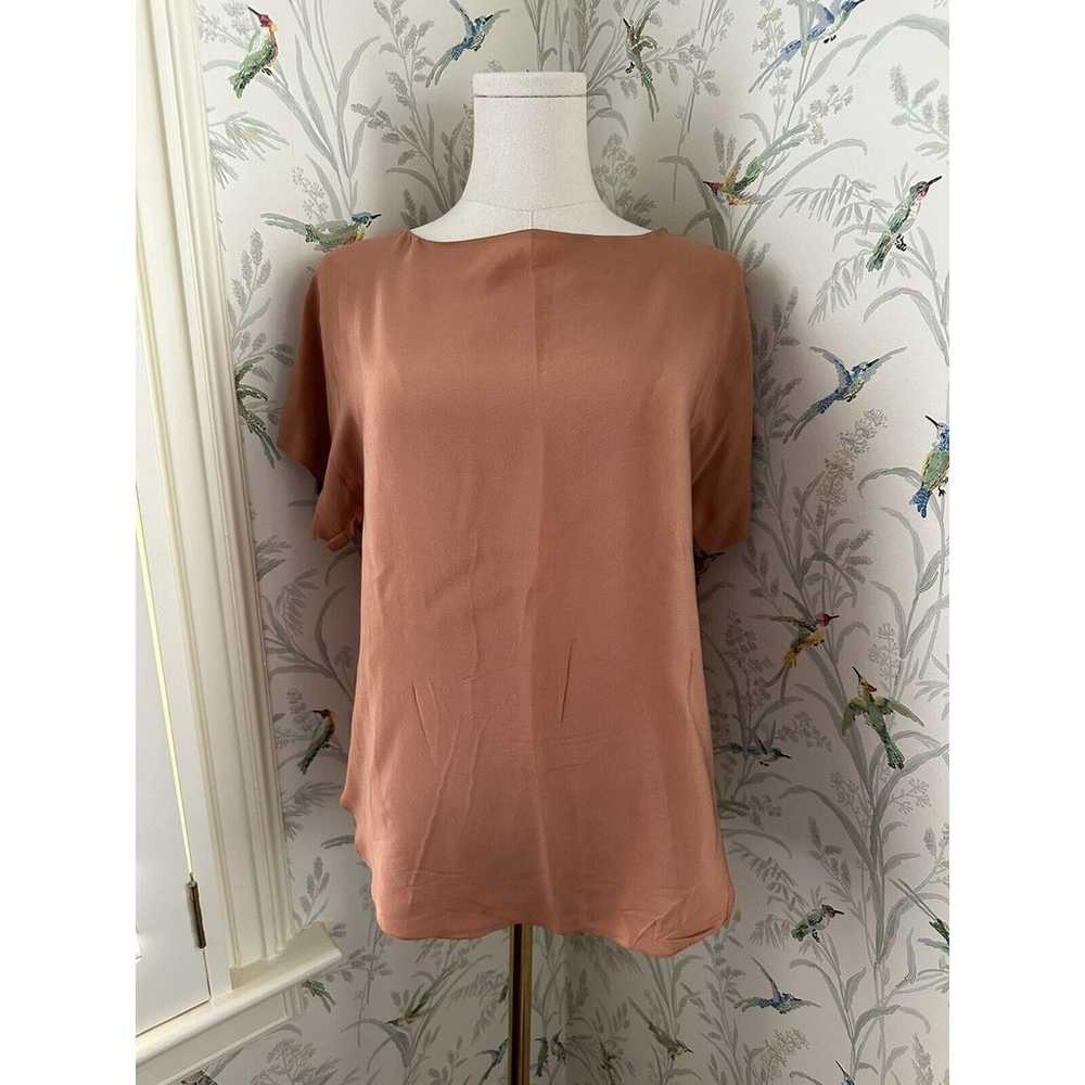 Vintage 80s Sanger Harris Coral 100% Silk Short S… - image 1