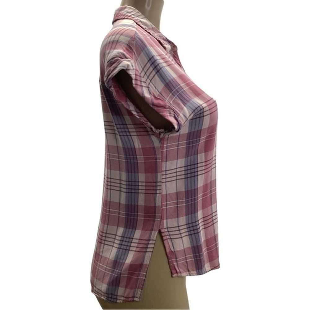 Vintage hearts by Como checkered button down top … - image 2