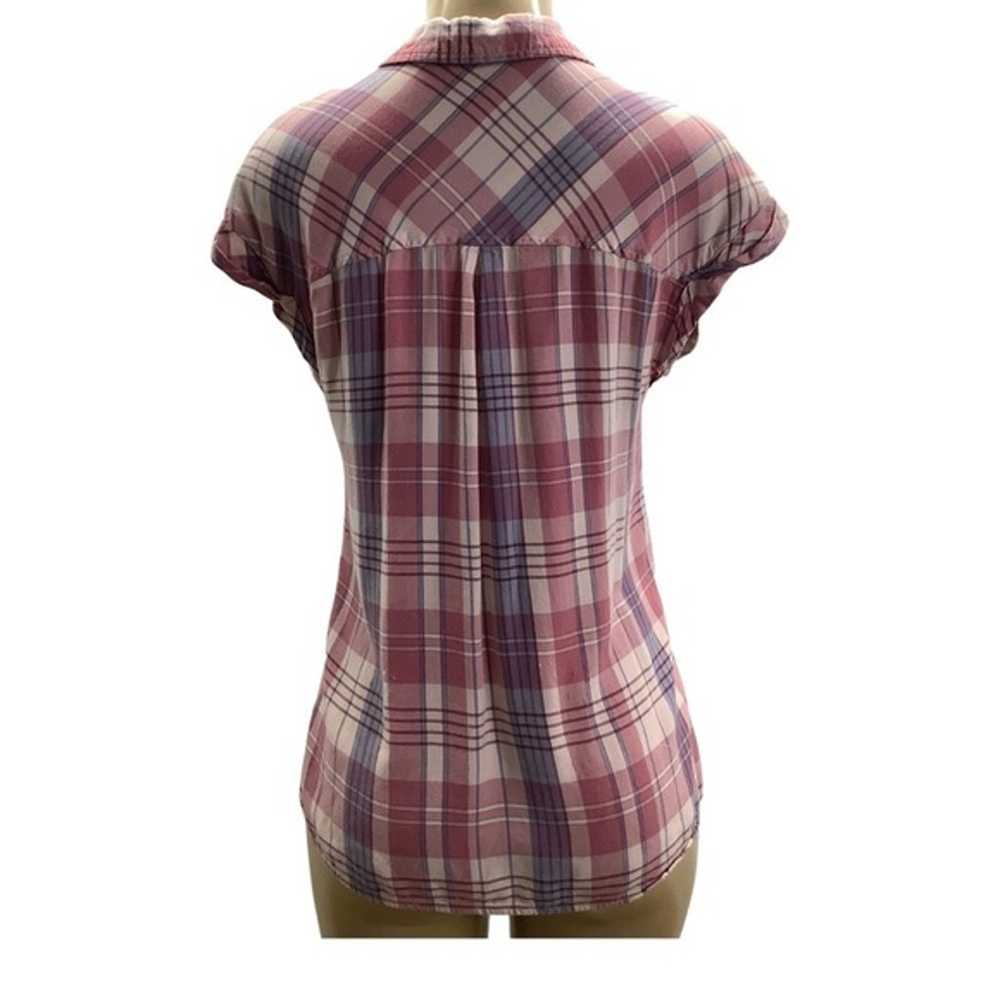 Vintage hearts by Como checkered button down top … - image 3