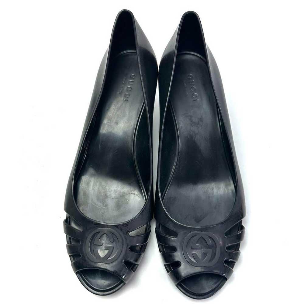 Gucci Pumps Rubber Wedge Sole 24.5cm Black - image 2