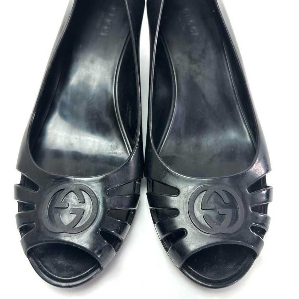 Gucci Pumps Rubber Wedge Sole 24.5cm Black - image 9