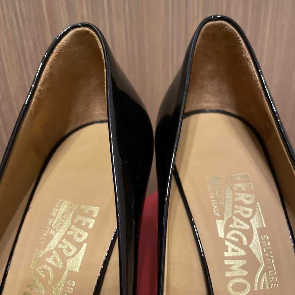 Ferragamo black patent open-toe pumps size 7 - image 11