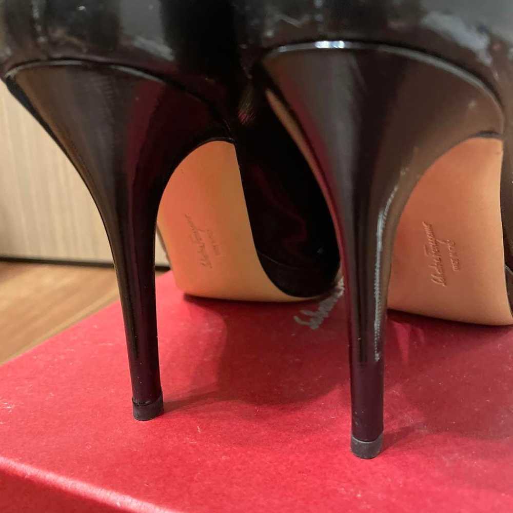 Ferragamo black patent open-toe pumps size 7 - image 6