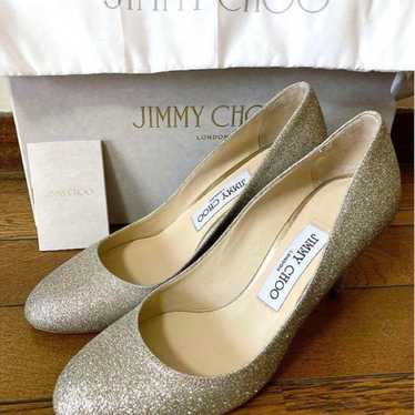 JIMMY CHOO Silver Glitter High Heels