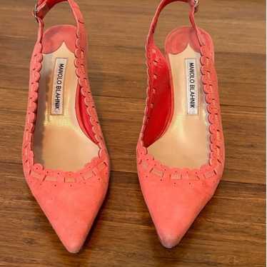 NEW Manolo Blahnik CIABOI Carolyne Suede Scallope… - image 1