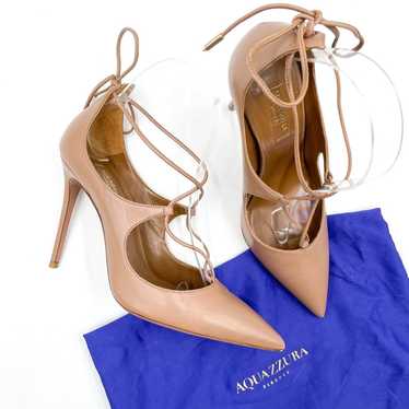 Aquazzura Christy Pumps Tan Leather Heels Curvy La