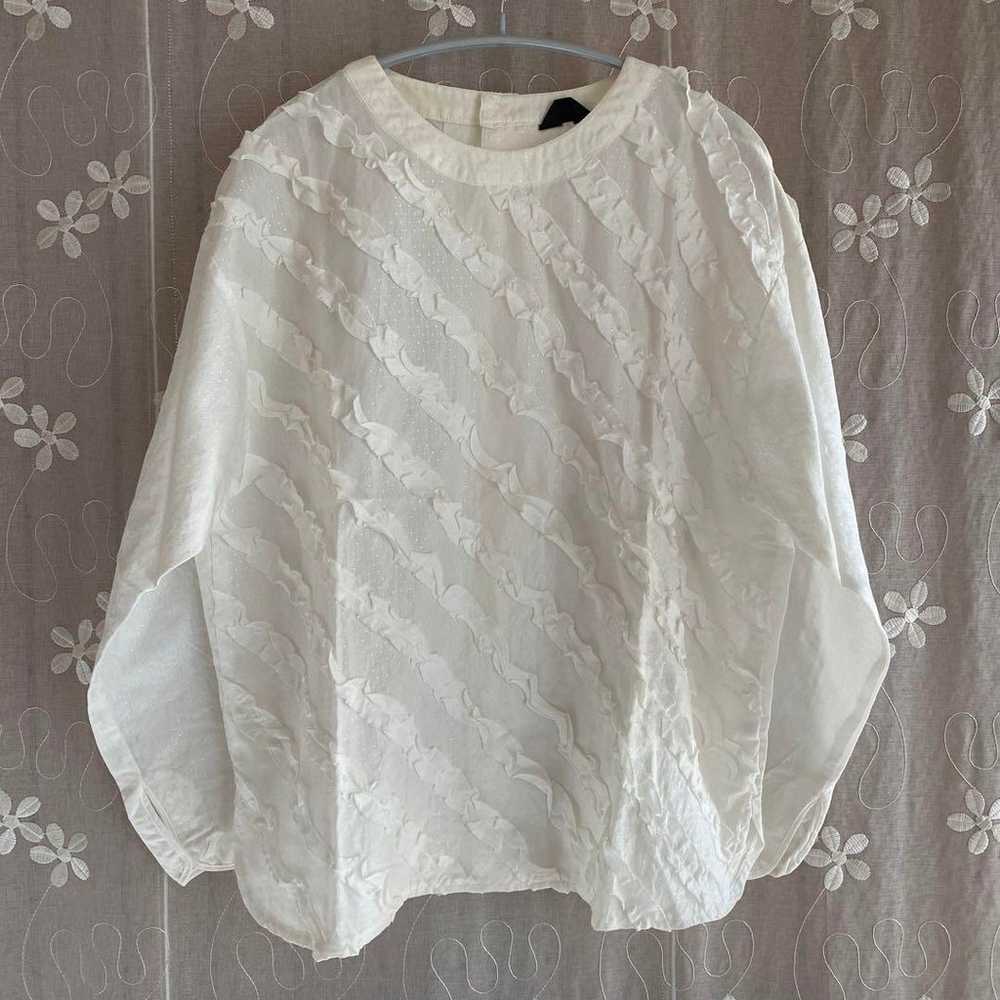 Oversized Frill Blouse ♡ White, Party, M to XL, V… - image 1