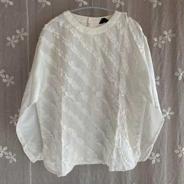 Oversized Frill Blouse ♡ White, Party, M to XL, V… - image 1