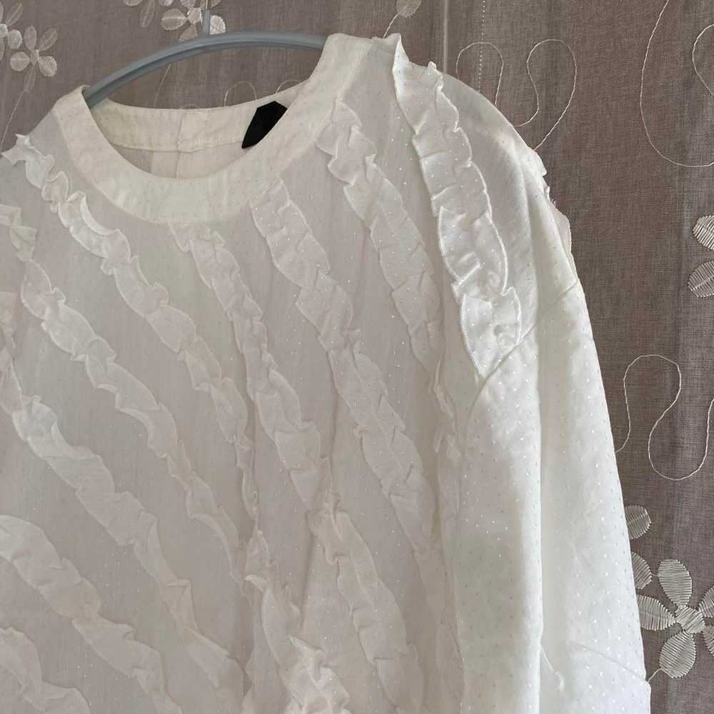 Oversized Frill Blouse ♡ White, Party, M to XL, V… - image 4