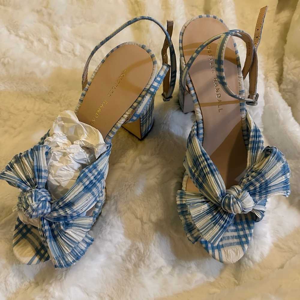 Never worn new Loeffler Randall Gingham Platforms - image 3