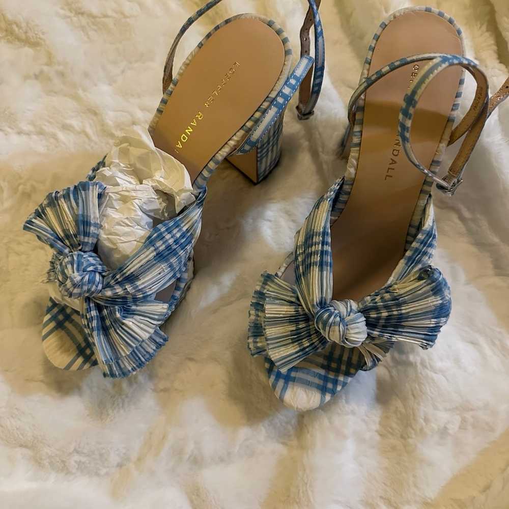 Never worn new Loeffler Randall Gingham Platforms - image 4