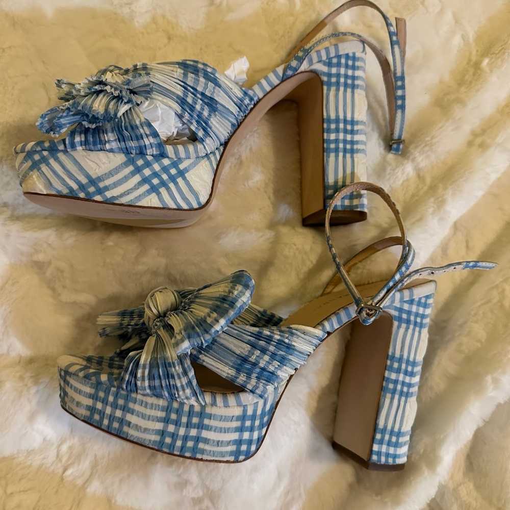 Never worn new Loeffler Randall Gingham Platforms - image 8