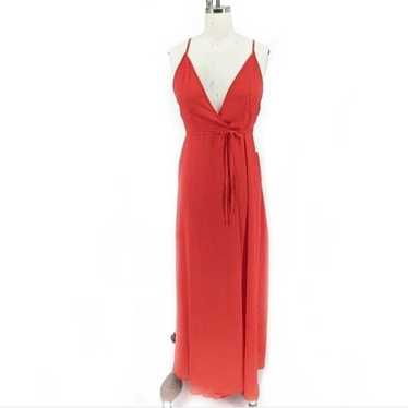 Forever 21 Polka Dot Wrap Maxi Dress Red S preppy… - image 1