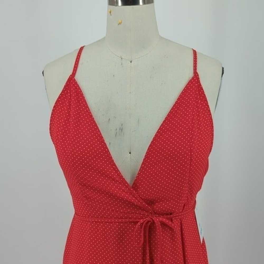 Forever 21 Polka Dot Wrap Maxi Dress Red S preppy… - image 3