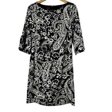 Talbots Crepe Shift Paisley Print 3/4 Bell Sleeve 