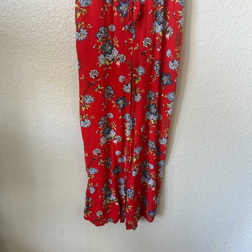 LOFT Red Blue Floral Jumpsuit Pockets Size 6 - image 3