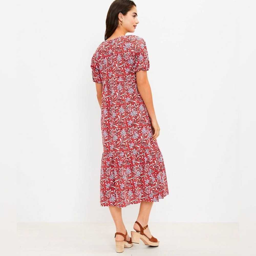 LOFT Floral Tiered Midi Floral Pocket Shirtdress … - image 3