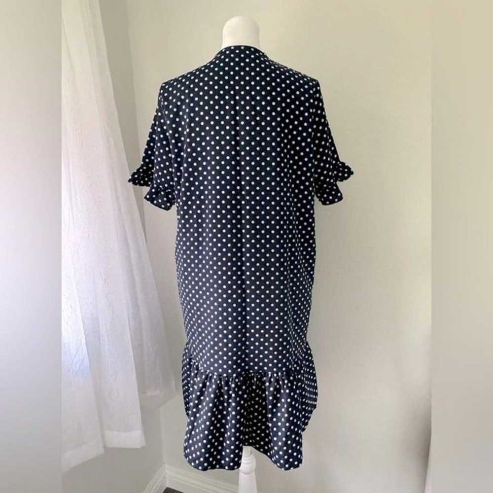 Navy Blue & White Polka Dot Short Sleeve Knee Len… - image 4