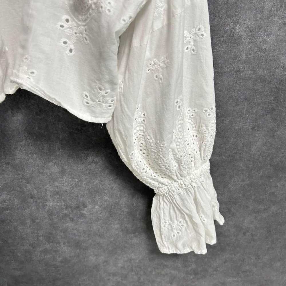 t547 Mystic Vintage Panel Lace Blouse Cropped Whi… - image 6