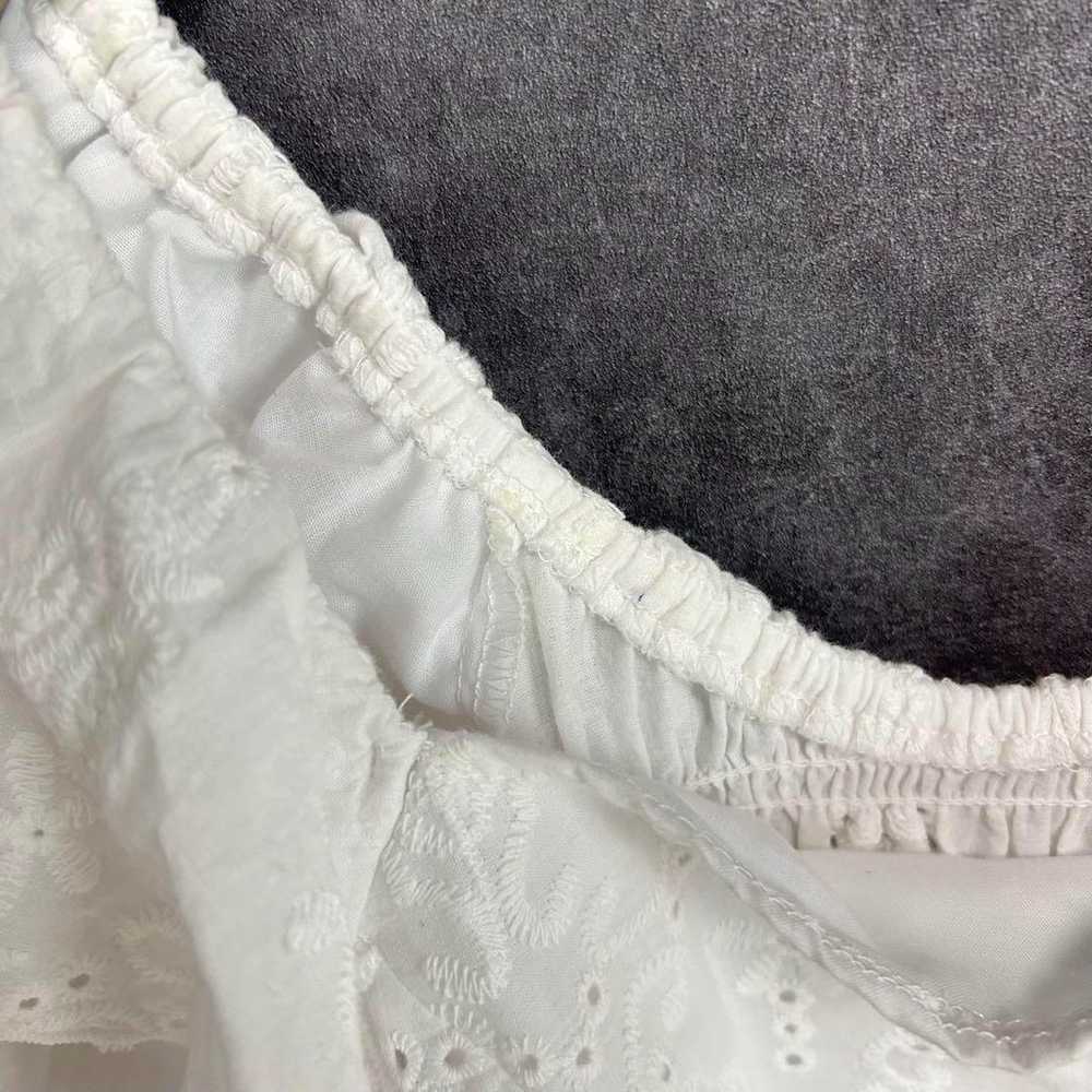 t547 Mystic Vintage Panel Lace Blouse Cropped Whi… - image 7