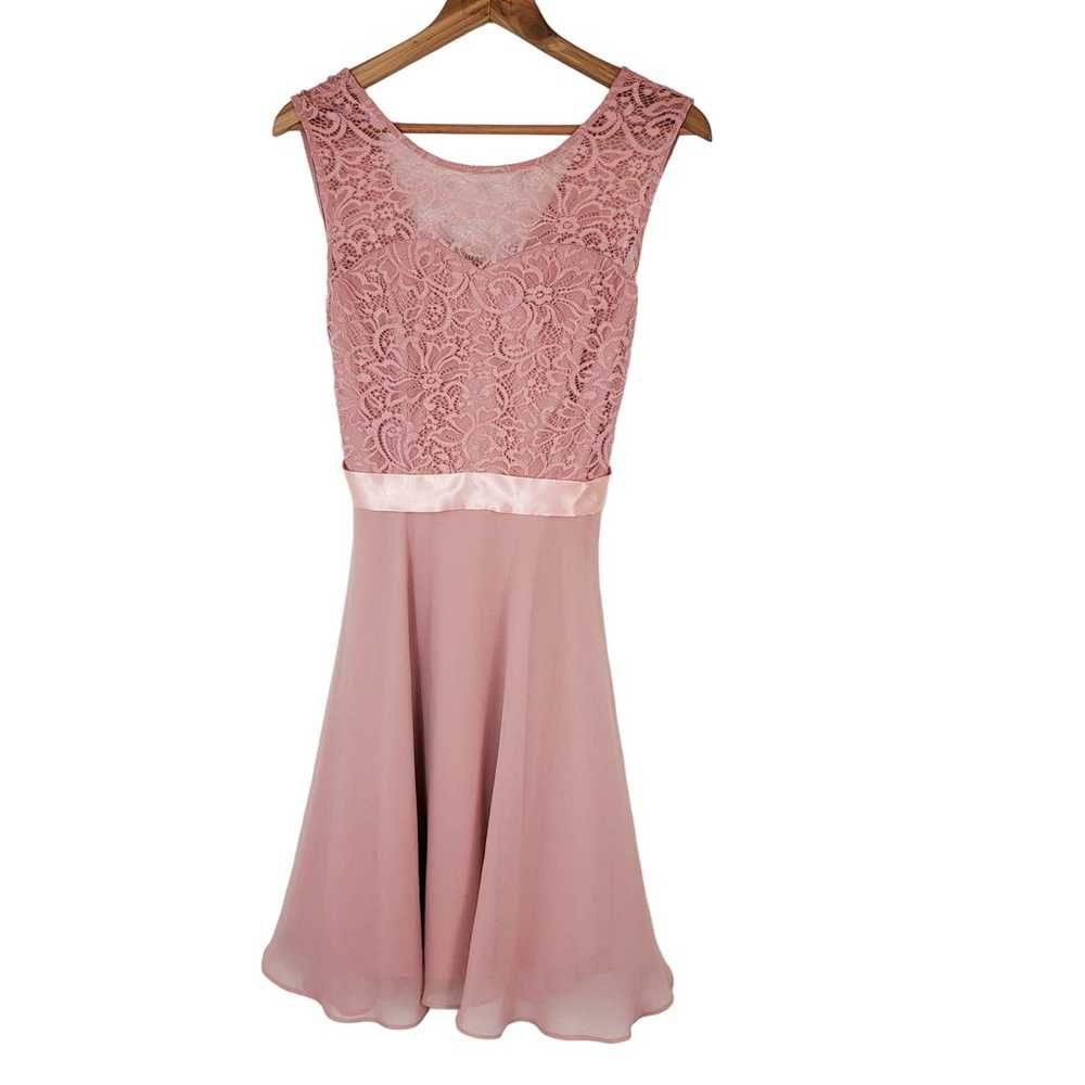 Berry Love Pink Lace Sleeveless A-Line Mini Dress… - image 1