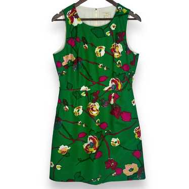 J.Crew Factory Kelly Green Floral Pleated Sleevel… - image 1