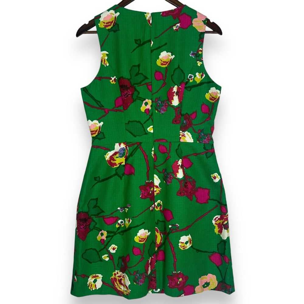 J.Crew Factory Kelly Green Floral Pleated Sleevel… - image 2