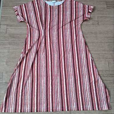 Orange and white striped short-sleeve dress