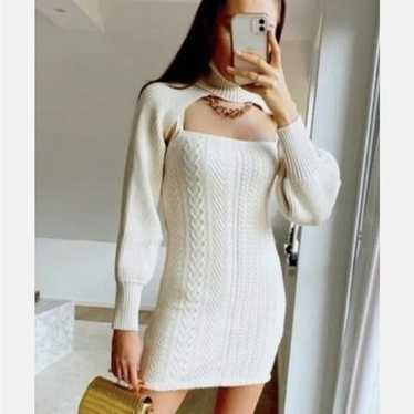 NEW Zara Cream Cable Knit Sleeveless Mini Dress Me