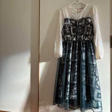 axes Green and White Floral Long Dress - image 1