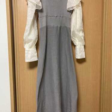 MAJESTIC LEGON Gray Frill Long Sleeve Dress - image 1