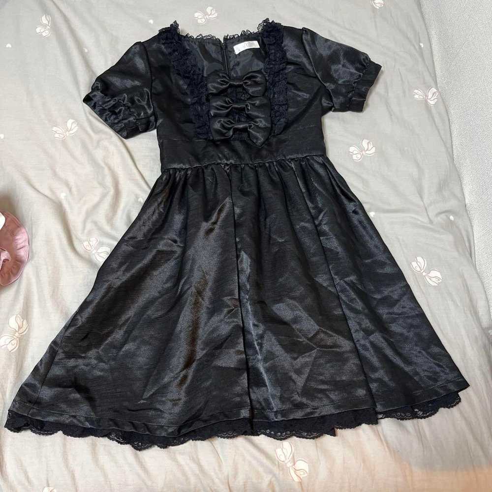 Dream Vision Black Frill Short Sleeve Mini Dress … - image 1