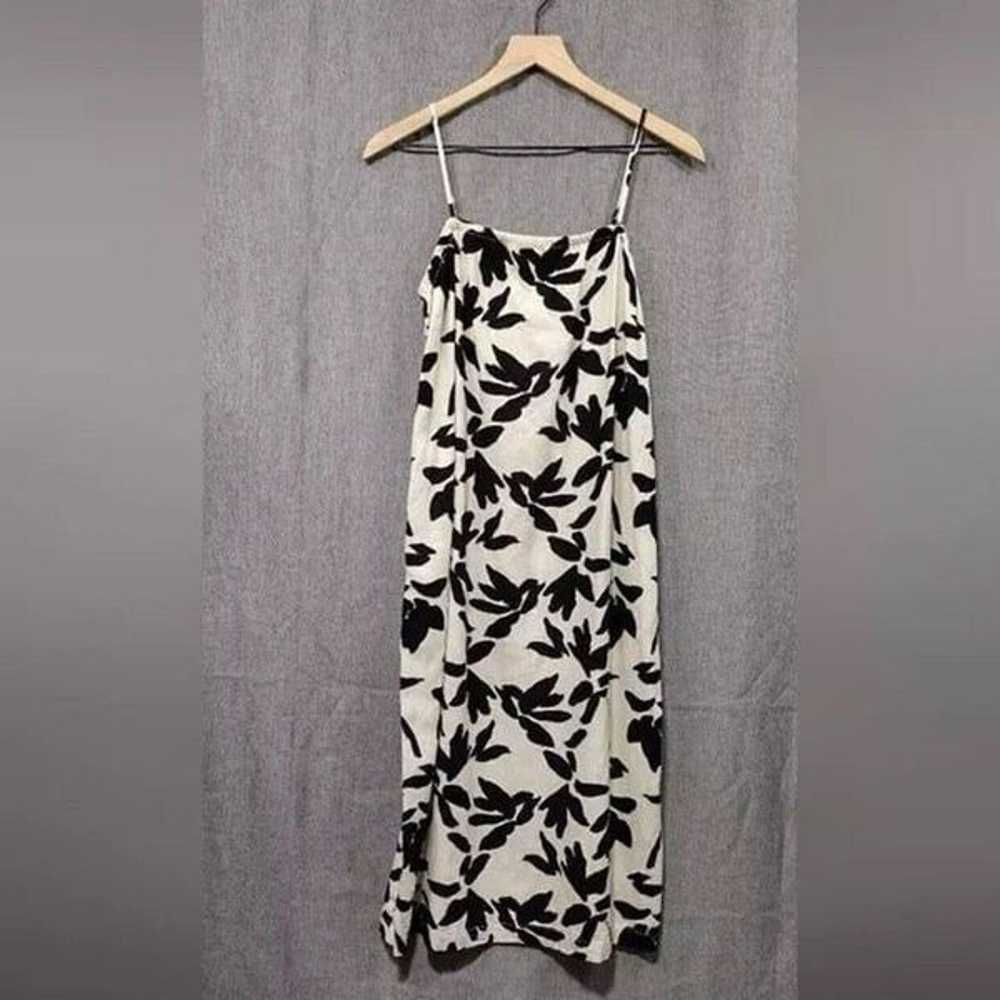 A New Day Linen Blend Floral Dress Cream Black Be… - image 1