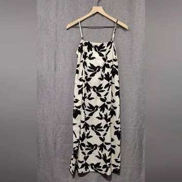 A New Day Linen Blend Floral Dress Cream Black Be… - image 1