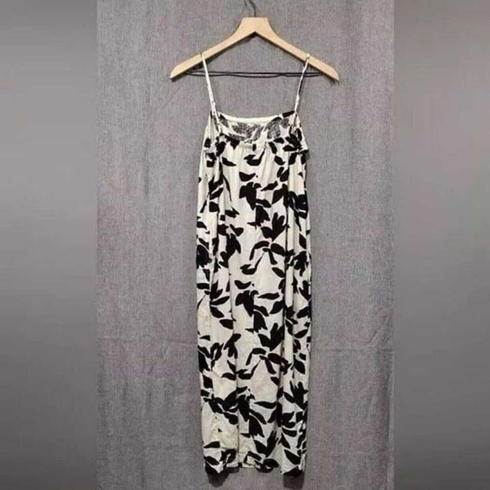 A New Day Linen Blend Floral Dress Cream Black Be… - image 2