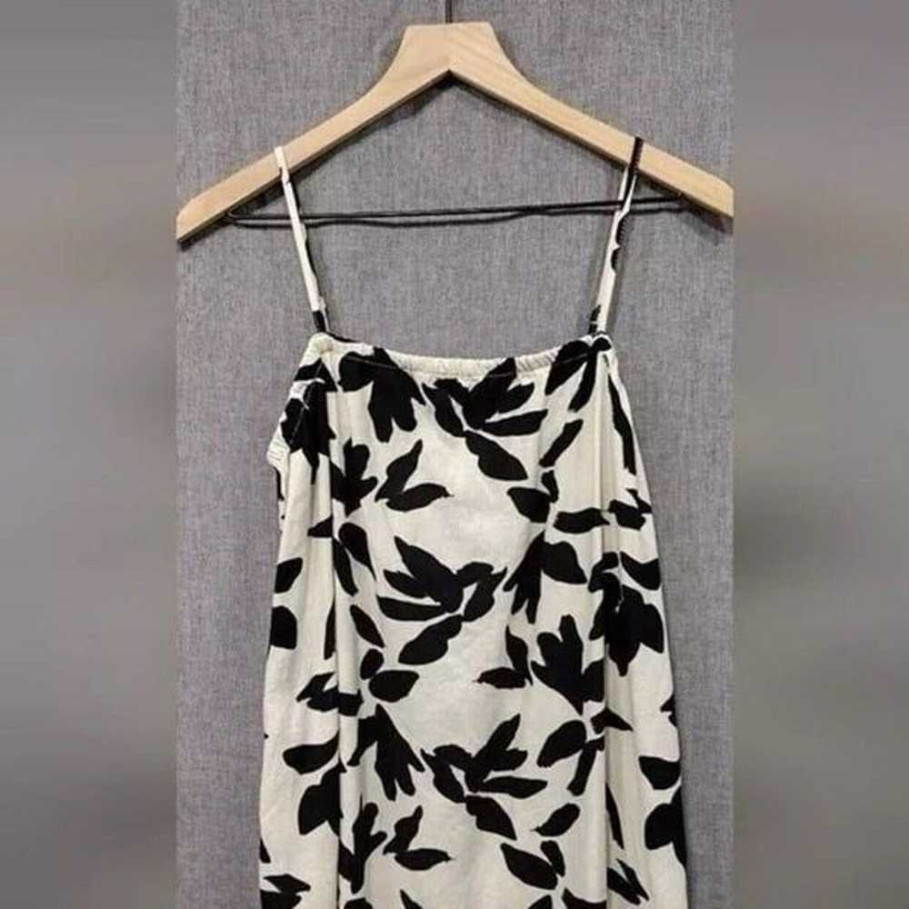 A New Day Linen Blend Floral Dress Cream Black Be… - image 3