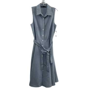 Leslie Fay Blue & White Striped Belted Women's Sh… - image 1