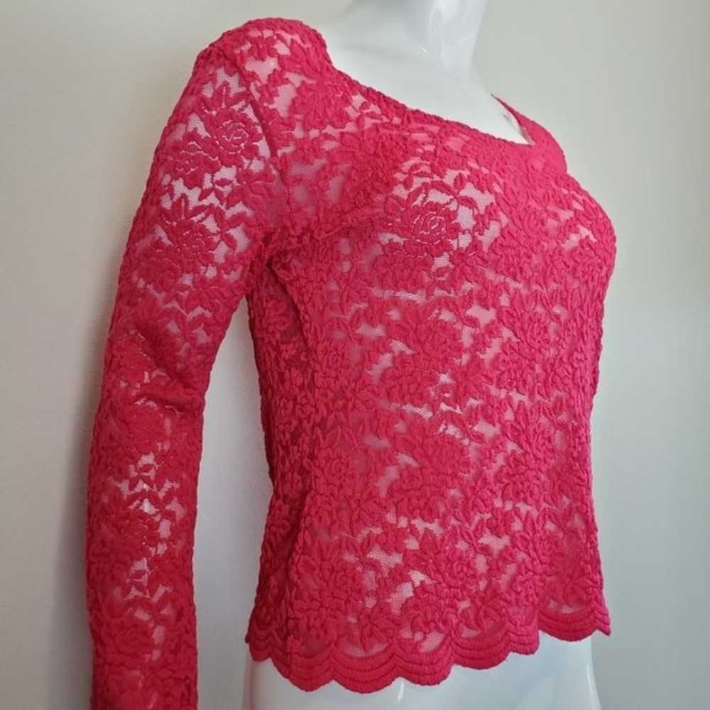 Vintage Y2K Forenza Pink Lace Bell-Sleeved Top - image 3