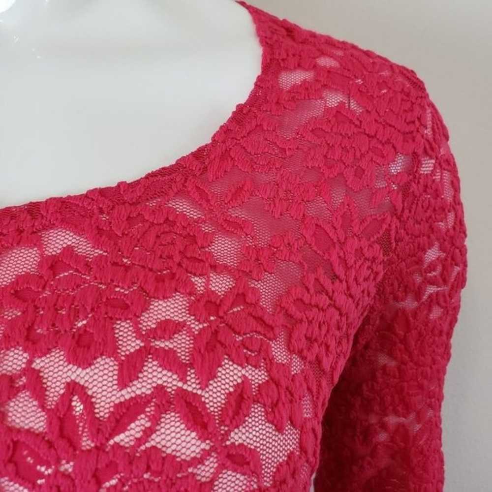 Vintage Y2K Forenza Pink Lace Bell-Sleeved Top - image 5