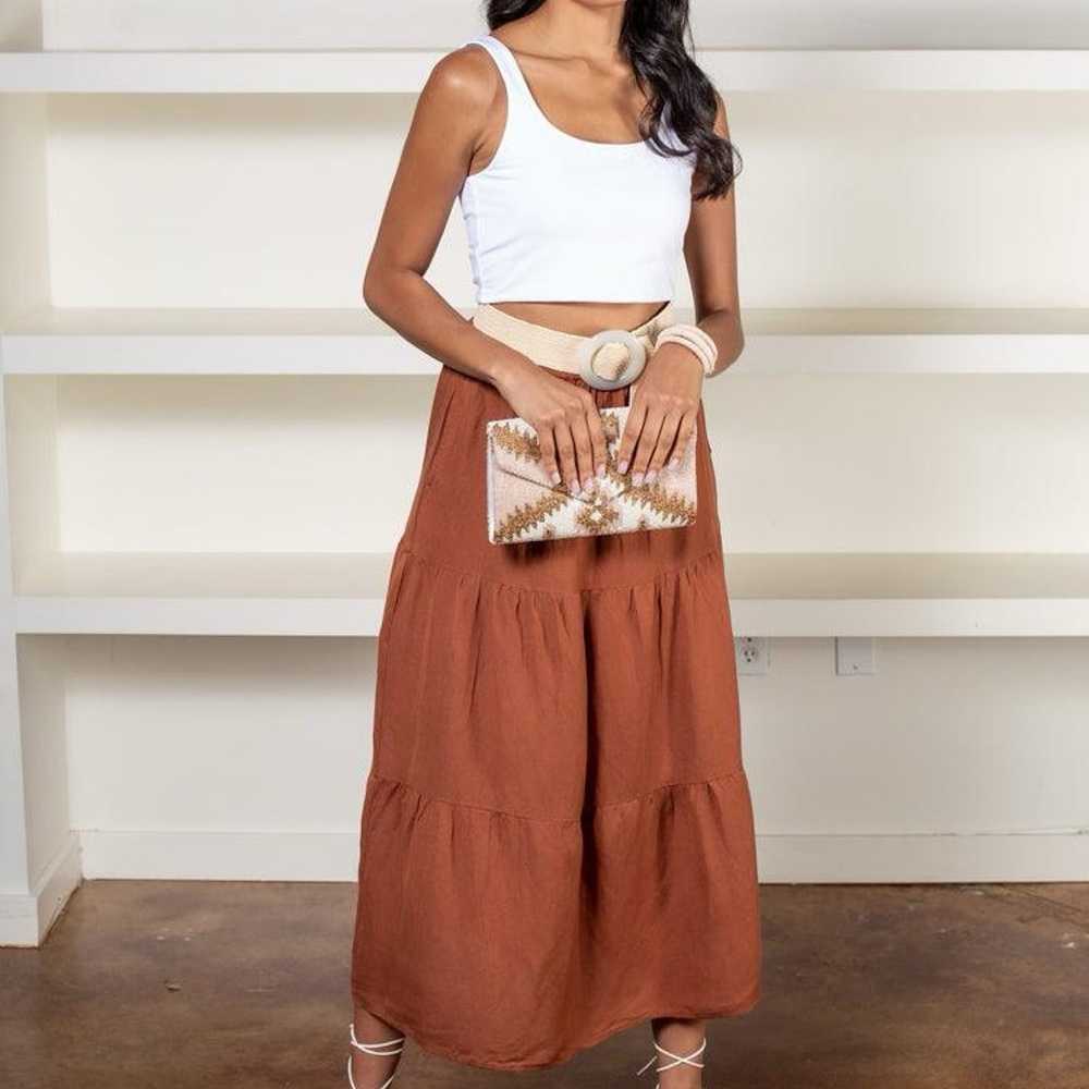 Elan Rust Prairie Tiered Boho  Maxi Skirt Size Sm… - image 2