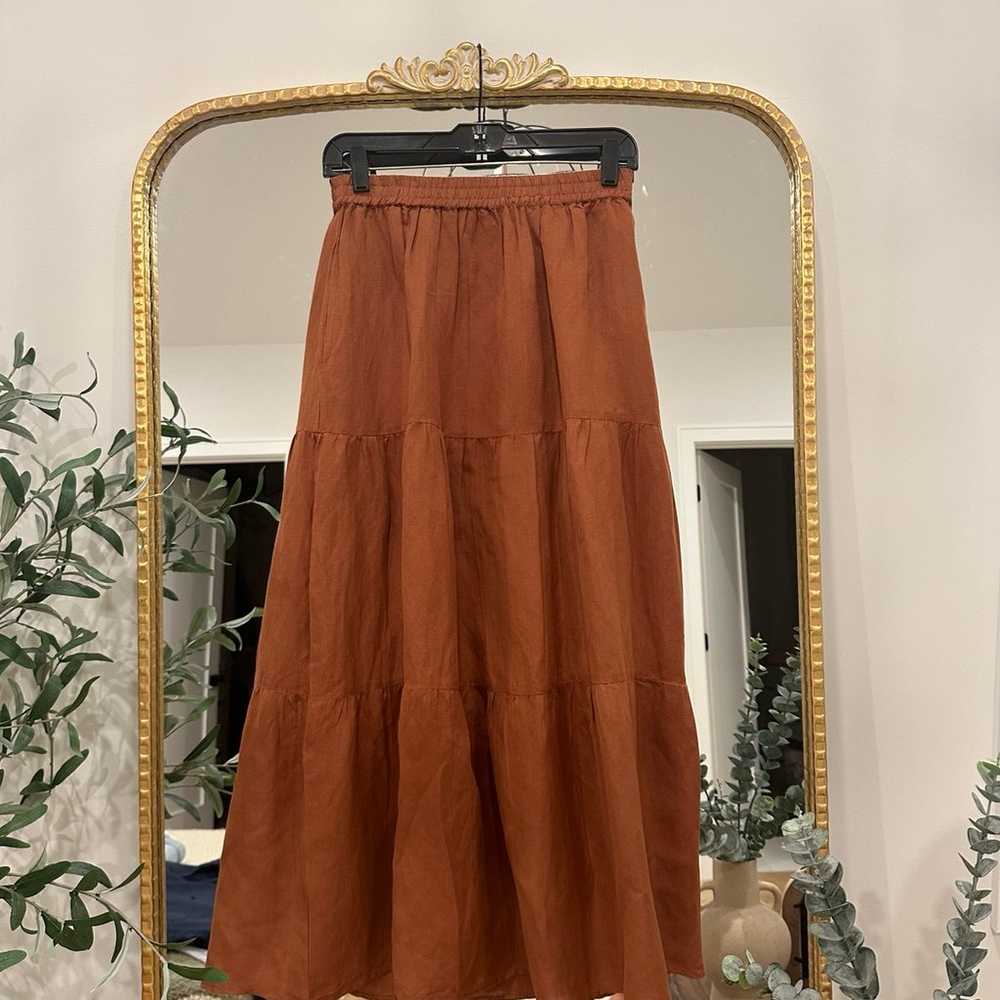 Elan Rust Prairie Tiered Boho  Maxi Skirt Size Sm… - image 5