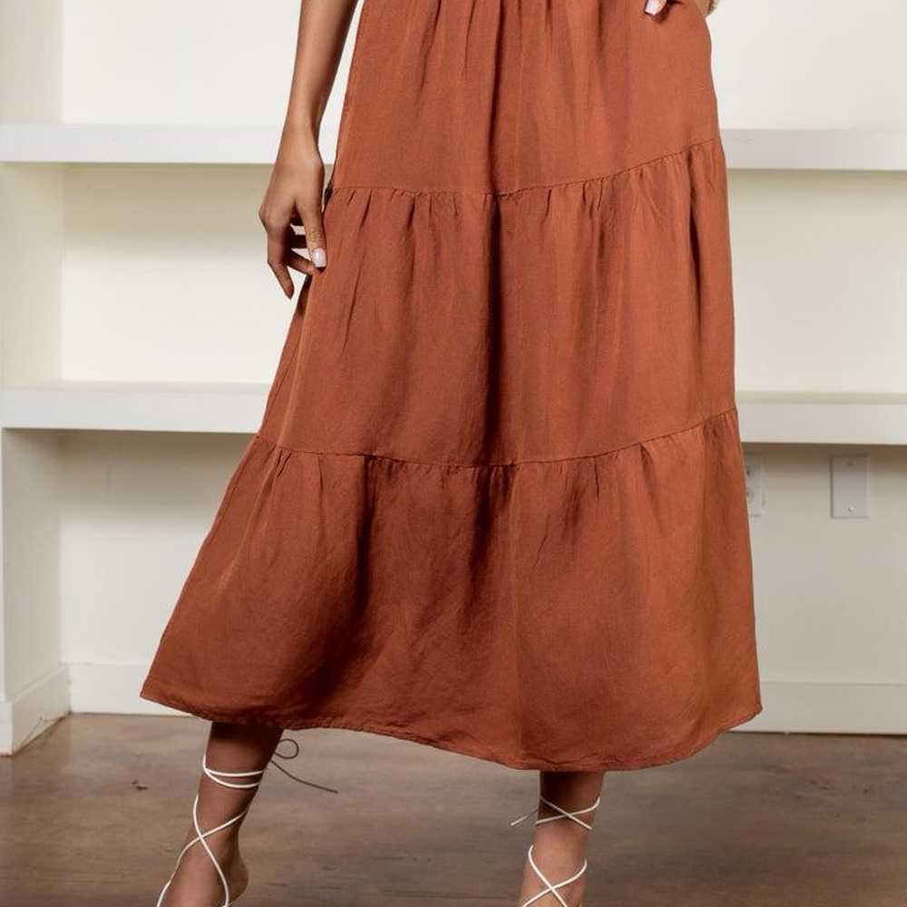 Elan Rust Prairie Tiered Boho  Maxi Skirt Size Sm… - image 7