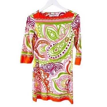 Barbara Gerwit Colorful Knit Summer Shift Dress Sm